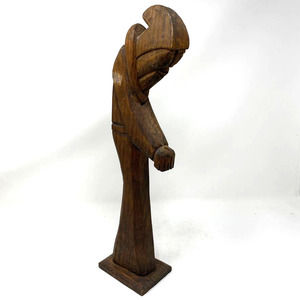 Primitive Hand Carved Wooden Praying Monk